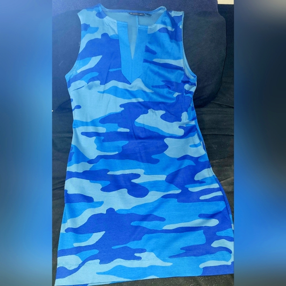 Blue Camo Midi Dress